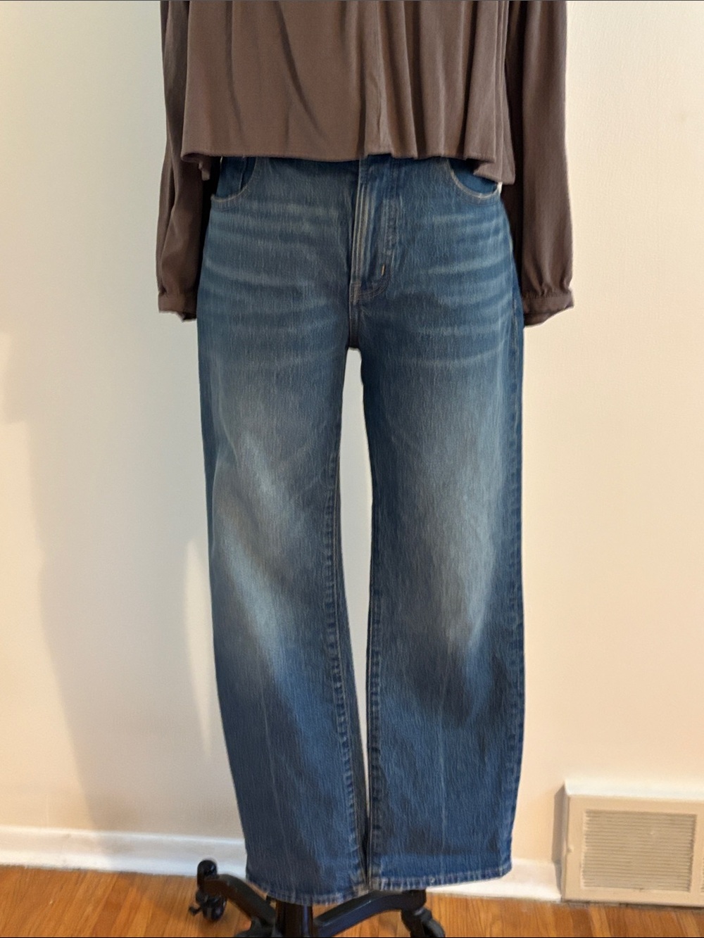 Madewell Curvy Longline Straight-Leg Blue Jeans